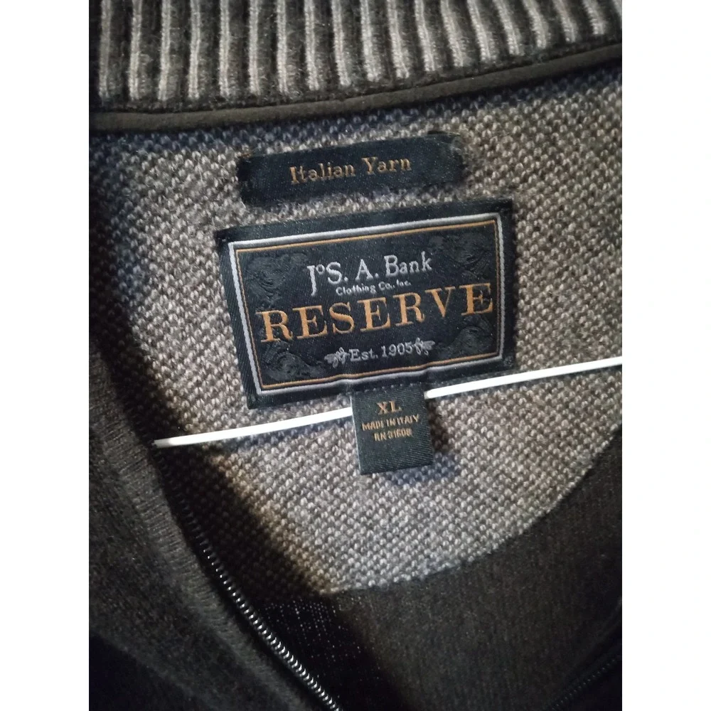 Jos. A. Bank Reserve 1/4 Zip Sweater Mens XL Brown Wool Cashmere Italian Yarn‎
